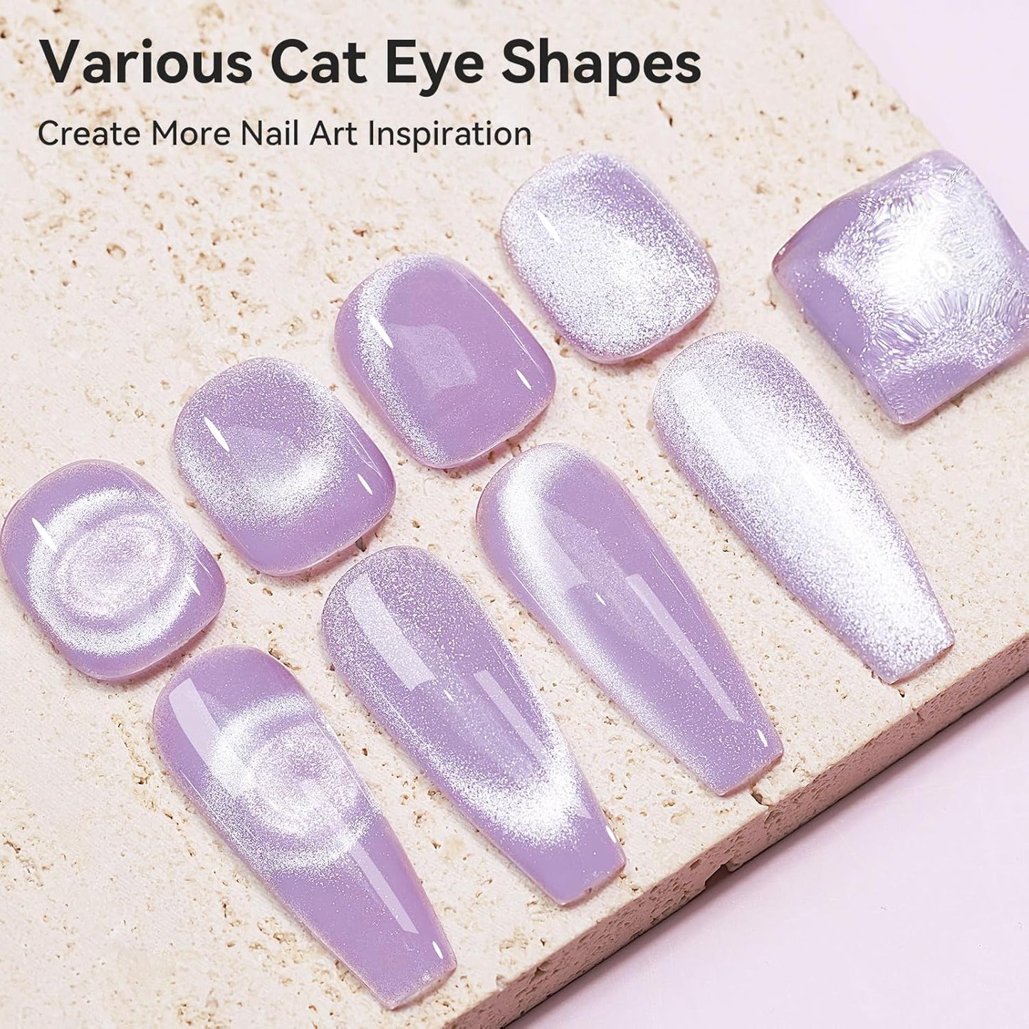 Cat Eye Gel Nail Polish 12ML, Lavender Purple Smoothie Magnetic Gel Polish Holographic Shimmer Glitter Cats Eye Nail Polish with Magnet Stick Soak Off UV Nail Art Varnish-Velvo Beauty