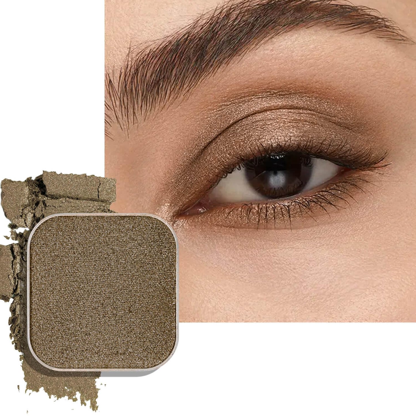 Magnetic Single Shimmer Bronze Eyeshadow with Metal Pan, Pressed Powder Refill, Ideal for Smoky Eye Makeup and DIY Empty Magnetic Palette (Cocoa Charm)-Velvo Beauty