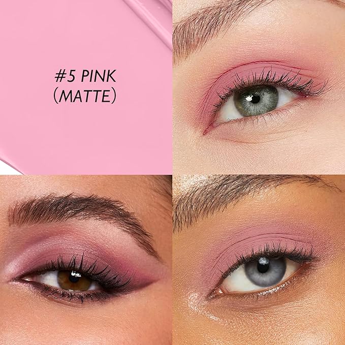 Eyeshadow Stick Matte Eye Shadow Pencil Cream to Powder Eye Brightener Crayon Long-Lasting Crease-Proof Neutral Eyeshadow Buildable & Blendable High Pigmented Eye Liner Makeup for Women, 5 PINK-Velvo Beauty