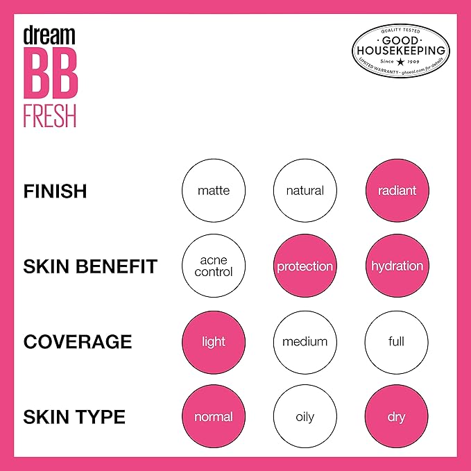 Maybelline Dream Fresh Skin Hydrating BB cream, 8-in-1 Skin Perfecting Beauty Balm with Broad Spectrum SPF 30, Sheer Tint Coverage, Oil-Free, Light, 1 Fl Oz-Velvo Beauty