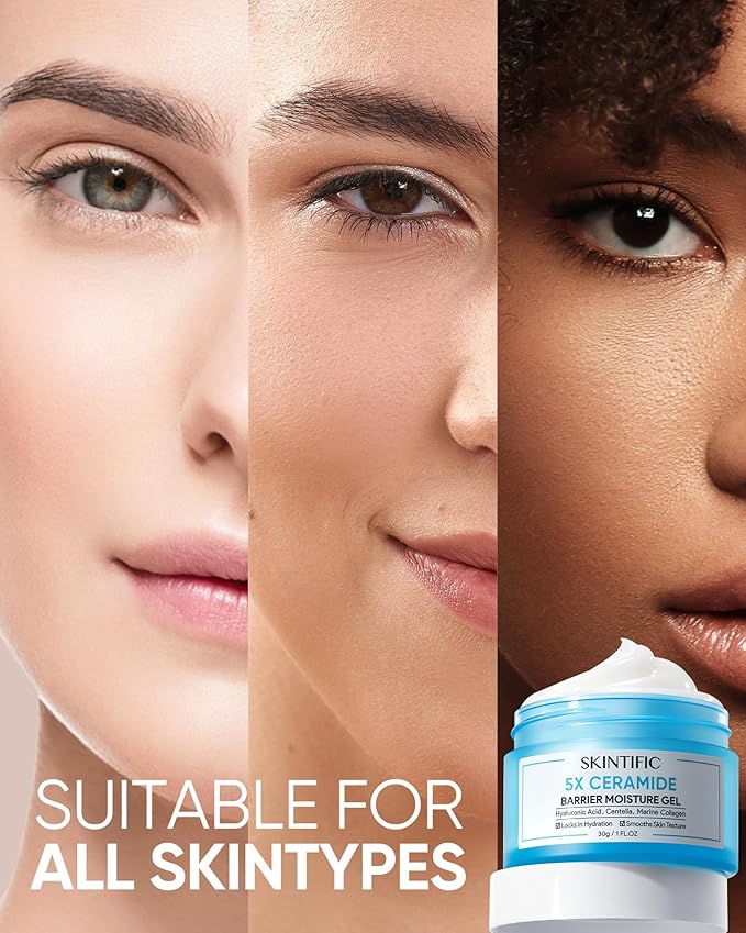 5X Ceramides Moisture Barrier Cream, Hydrating Skin Barrier Repair Face Moisturizer for All Skin Types with Hyaluronic Acid & Centella, Daily Moisturizer, Non-Comedogenic-Velvo Beauty