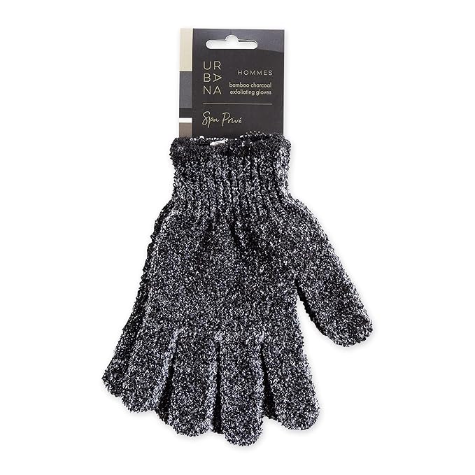 Urbana Spa Prive Men's Bamboo Charcoal Collection, Exfoliating Gloves-Velvo Beauty