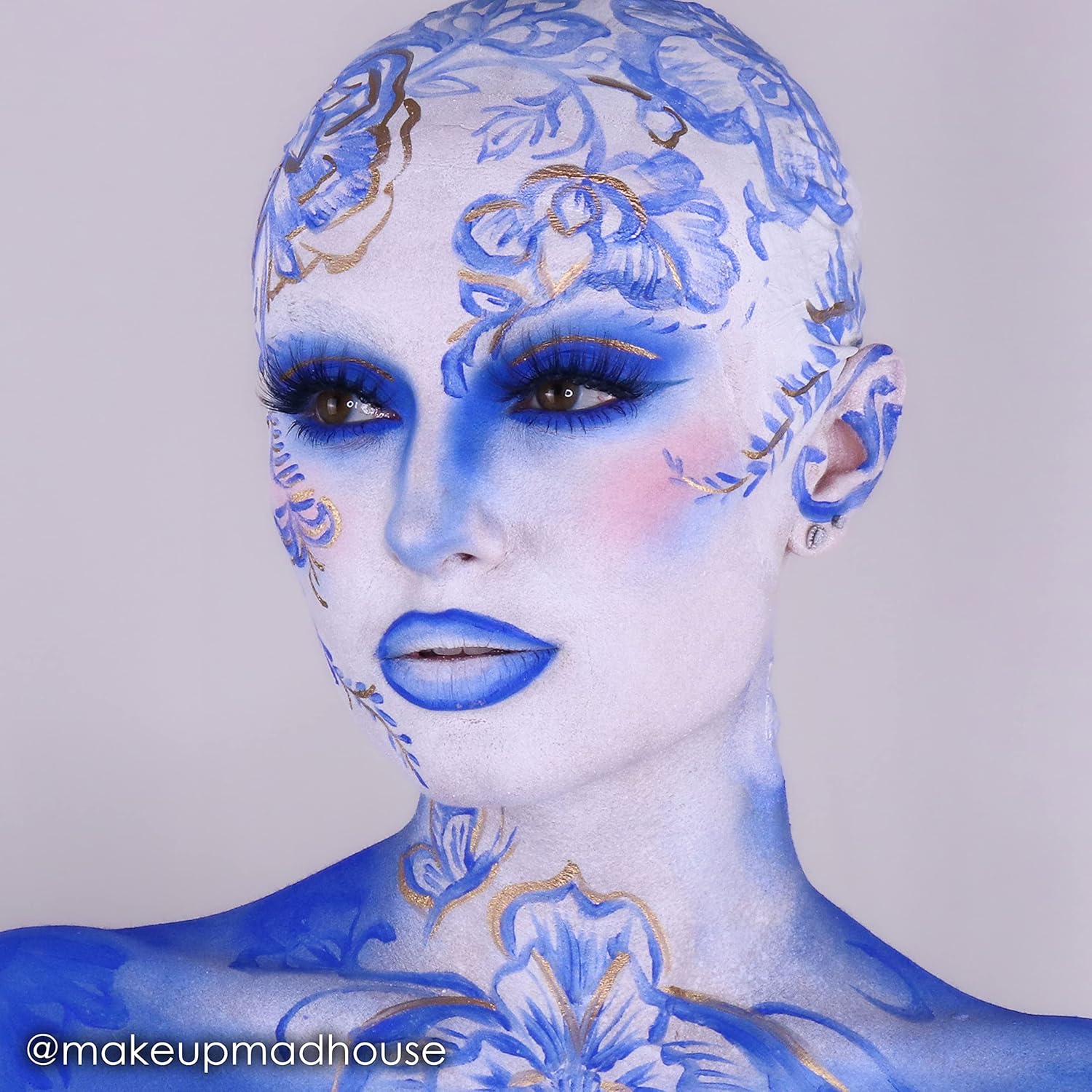 Mehron Makeup StarBlend Cake Makeup | Wet/Dry Pressed Powder | Powder Foundation | Blue Face Paint & Body Paint 2 oz (56g)-Velvo Beauty