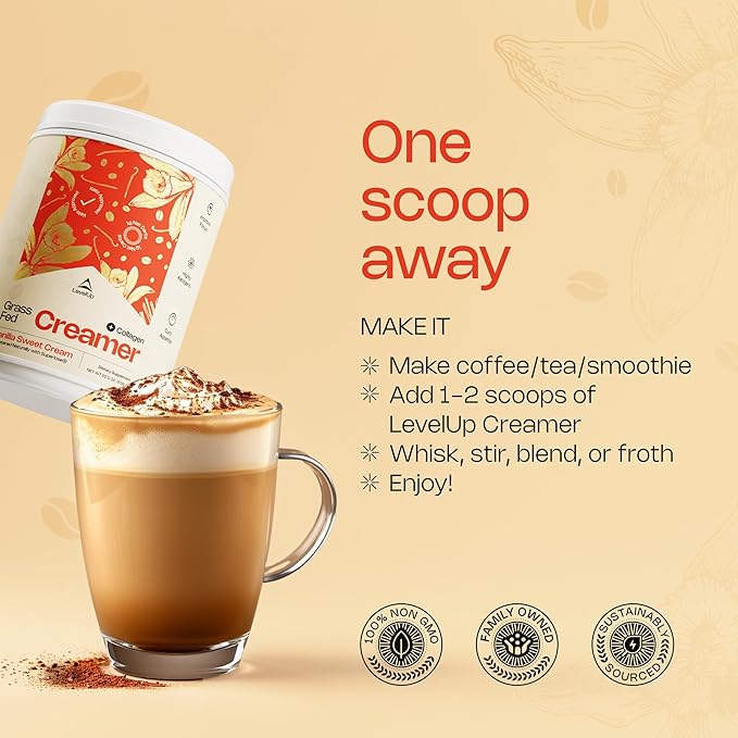 LevelUp Creamer, with Energizing MCT Oil and Collagen Peptides, Keto Coffee Creamer, Supports Natural Energy & Ketone Production - Pumpkin Spice Latte-Velvo Beauty