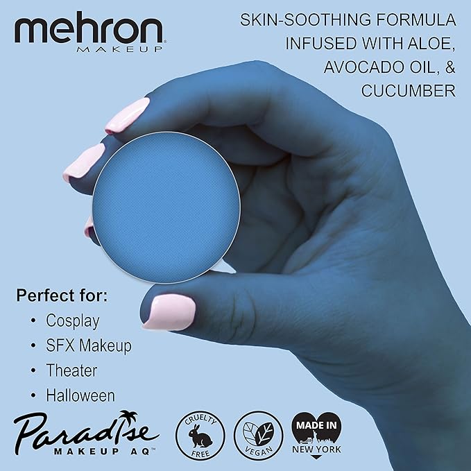 Mehron Paradise Makeup AQ Refill, Sky, Water Activated Face Paint, Body Paint, Cosplay Makeup, Cream, 0.01 oz-Velvo Beauty