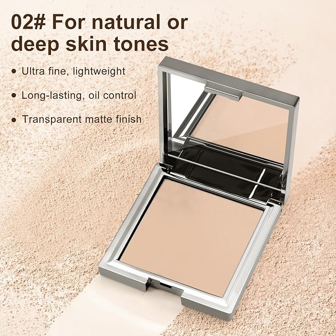 Boobeen Matte Face Finishing Powder, Smooth Setting Pressed Powder Makeup Oil Control Lightweight Long Lasting Makeup Setting Foundation Compact Powder, Soft Focus Effect Translucent Finish-Velvo Beauty