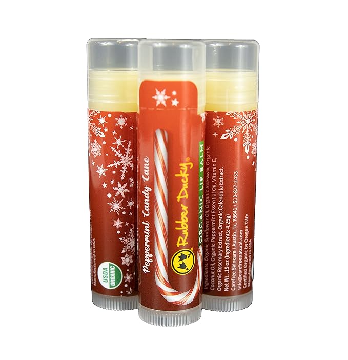Rubber Ducky Carefree Natural Organic Lip Balm - Instant Hydration & Lip Moisturizer for Very Dry Lips - Vanilla Mint Lip Balm Flavor with Vitamin E - Vegan, Certified Organic Lip Care - 3 Pack-Velvo Beauty