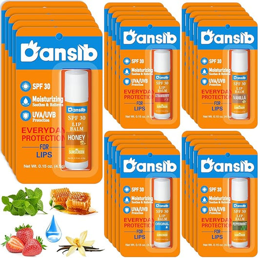 25 Pcs Sunscreen Lip Balms Bulk SPF 30 Lip Balms Stick with Sunscreen Employee Staff Appreciation Gifts Bulk Team Coworkers Christmas Party Gifts for Outdoor Travel Beach-Velvo Beauty