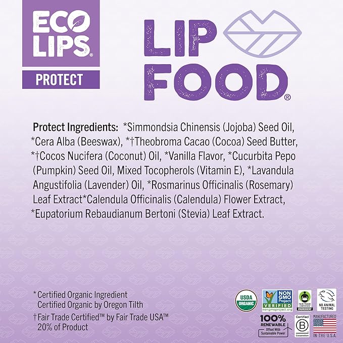 Eco Lips Lip Food - Nutrient Dense & Organic Lip Balm (Protect)-Velvo Beauty