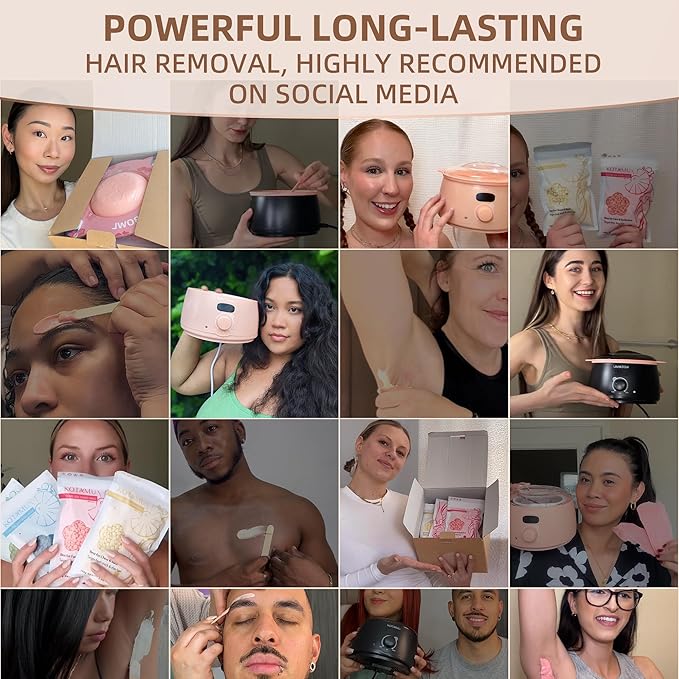 KOTAMU Wax Kit Pink Digital Hair Removal Waxing Kit for Women & Men Hot Wax Warmer Pot for Face, Eyebrow, Body, Brazilian, Bikini, Sensitive Skin Waxing Machine with 25 Accessories for Home Salon-Velvo Beauty