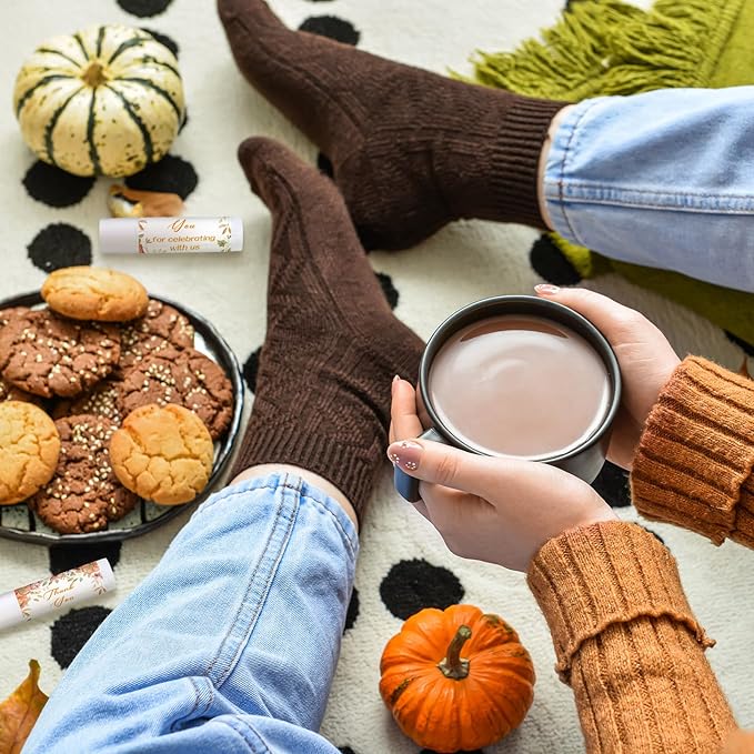 Dunzy 50 Pcs Thank You Gift Lip Balm Bulk Baby Shower Party Favors Bridal Shower Favor Lip Care with Assorted Fruit Flavors Thank You Lipstick for Guest Basket Gift Stuffer (Pumpkin)-Velvo Beauty