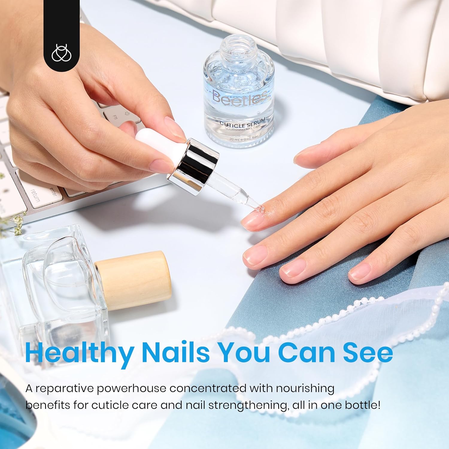 Beetles Cuticle Serum for Nail 20ml Nail Care Cuticle Repair Oil with Jojoba Oil & Vitamin E Nail Growth Remedy for Damaged Skin & Thin Nails Spa and Hand Manicure Essentials Gift For Women Girls-Velvo Beauty