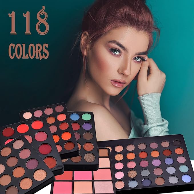 118 Colors Makeup Kit All-in-one Makeup Set, Cosmetic-Gift for Women -Include Makeup Brush Set, Eyeshadow Palette, Brow Powder, Eyebrow Pencil, Lip brush -(Multicolor 101)-Velvo Beauty