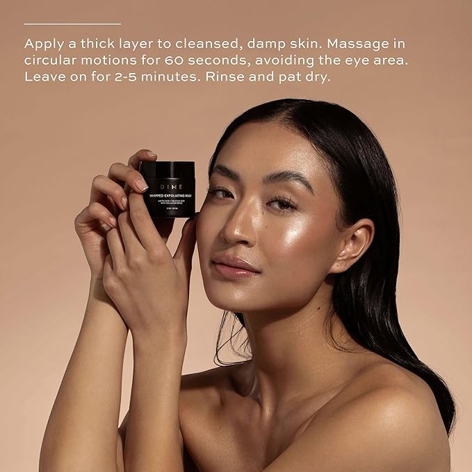 DIME Beauty Whipped Exfoliating Mask, Face Scrub and Cleanser, Lactic Acid and Salicylic Acid Scrub, 2 oz / 60 ml-Velvo Beauty