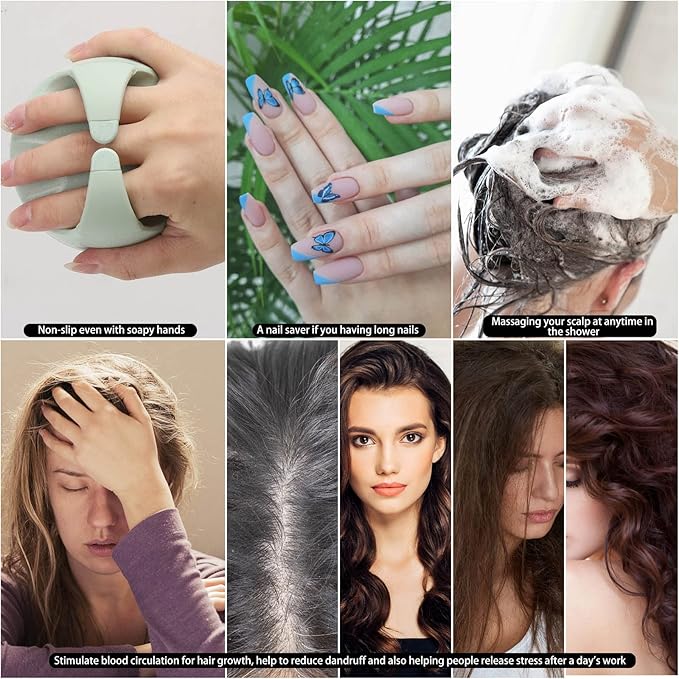 Hair Scalp Massager Shampoo Brush Silicone Scalp Scrubber Head Scrubber Exfoliating Brush - Green-Velvo Beauty