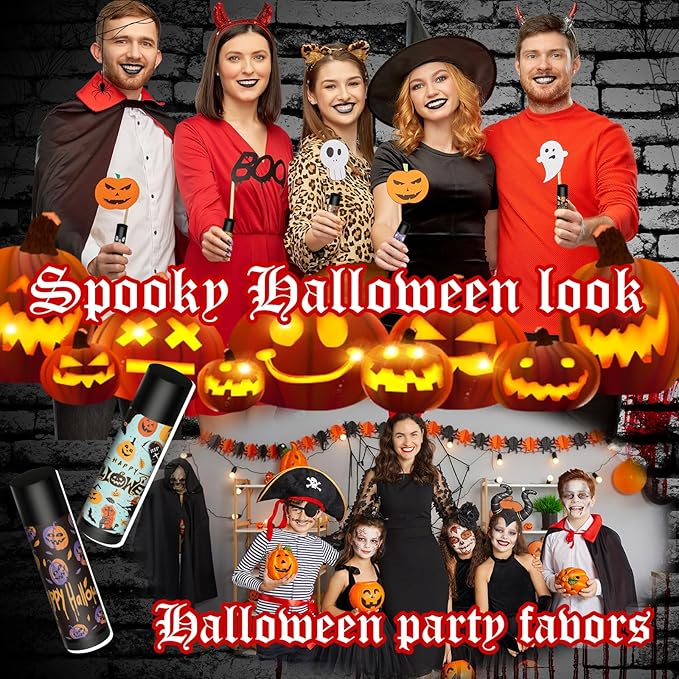 48 Pcs Halloween Spooky Lip Balm Gifts Bulk Black Lip Moisturizers Makeup Lipstick Ghost Spiderweb Skull Bat, Honey Flavor for Halloween Party Treat Bag Stuffers Women Men Adults-Velvo Beauty