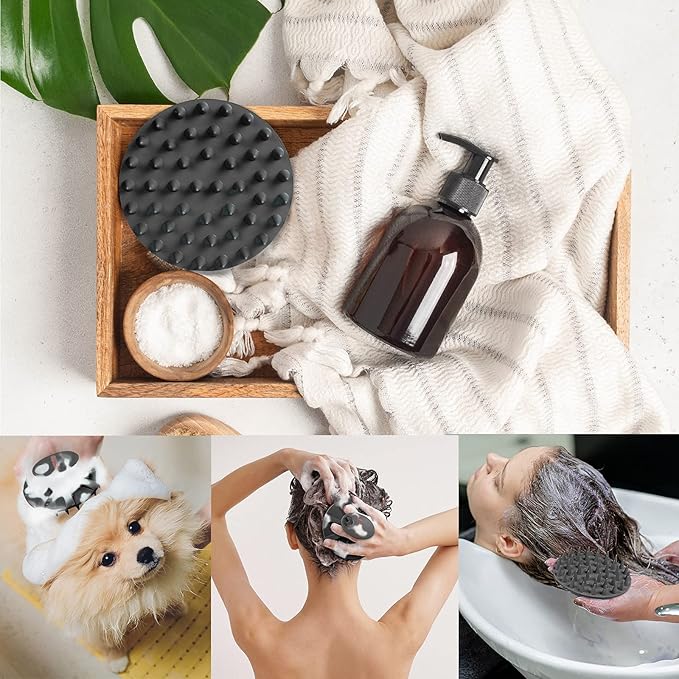 INNERNEED Scalp Care Massager Shampoo Brush, Wet & Dry Manual Head Scrubber Hair Washing, Soft Silicone Bristles, for Hair Growth, Dandruff Removal, Comfortable for All Hair Types (Black)-Velvo Beauty