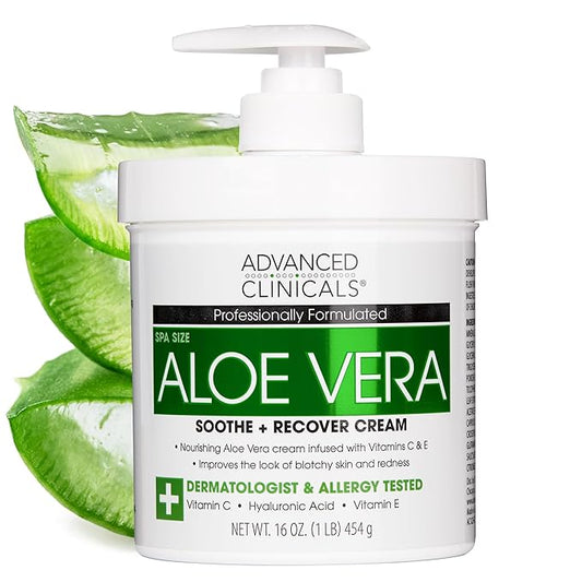 Advanced Clinicals Aloe Vera Lotion Skin Care Relief Cream | Vitamin E Infused Hyaluronic Acid Moisturizer & Vitamin C Body Lotion For Women & Men Helps Improve Look Of Extremely Dry Skin, 16 Ounce-Velvo Beauty