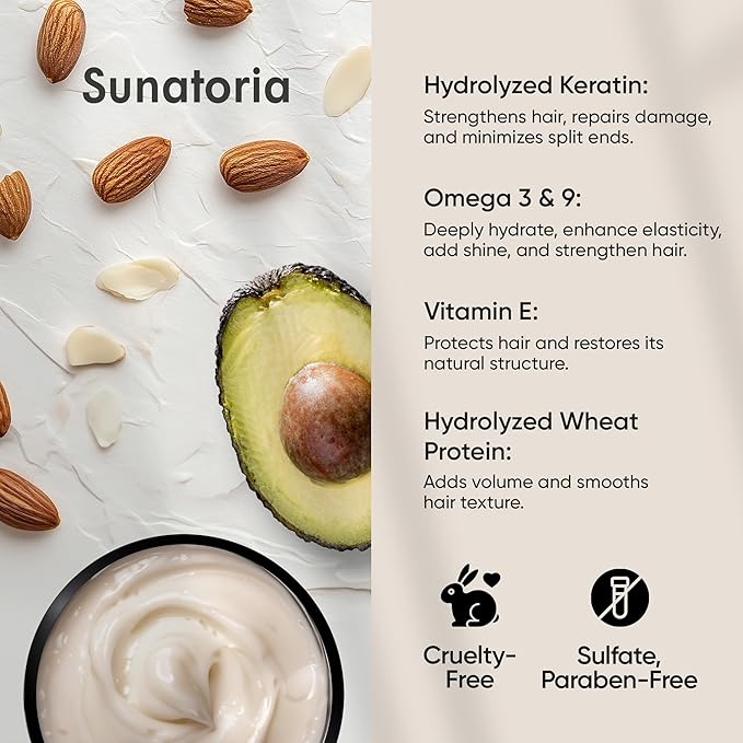 SUNATORIA Keratin Hair Mask - Deep Conditioner for Dry Damaged Hair - Hydrates, Repairs, Nourishes - Keratin Hair Treatment - Deep Conditioning Hair Mask - Keratina Mascarilla Para el Cabello-Velvo Beauty