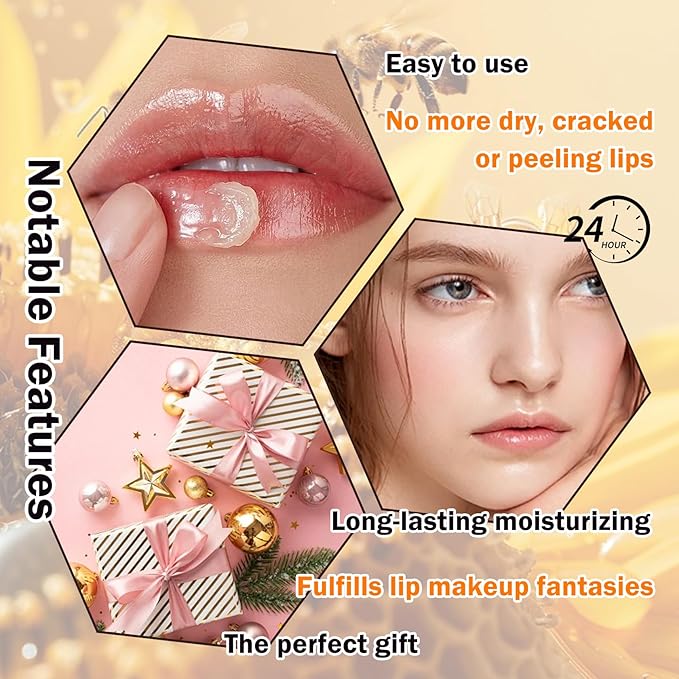 2PCS Bee Lip Balm Honey Pot,Hydrating Lip Moisturizer Cute Honey Pot Lip Balm Lip Scrubs Exfoliator with Wand,Moisturizing Exfoliating Overnight Propolis Lip Sleeping Mask for Men & Women-Velvo Beauty