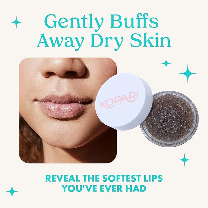 Kopari Coconut Lip Scrubby | Removes Dry Skin For Soft Lips | Volcanic Sand, Brown Sugar & Crushed Coconut Shells Hydrate Exfoliating Lip Scrub Exfoliator Moisturizer Organic Coconut Oil Vanilla Vegan-Velvo Beauty