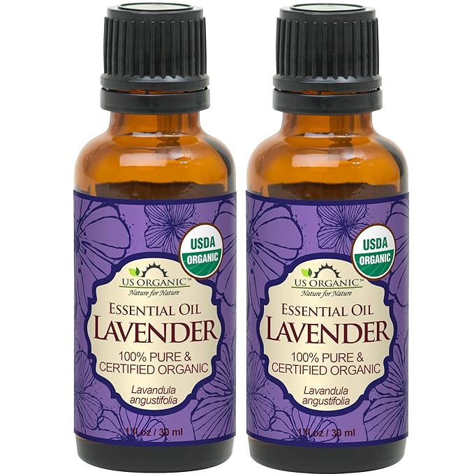 US Organic 100% Pure Lavender Essential Oil, Directly sourced from Bulgaria, USDA Certified Organic, Undiluted, for Diffuser, Humidifier, Massage, Skin, Hair Care, Non GMO, 30 ml 2 Pack-Velvo Beauty