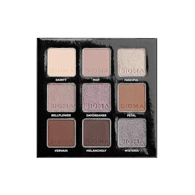 Sigma Beauty On-the-Go Eyeshadow Palette - Hazy - 9 Bold Eyeshadow Shades in Matte, Shimmer and metallic Finishes - Highly Pigmented Vegan Eye Makeup Palette - Clean Beauty Products-Velvo Beauty