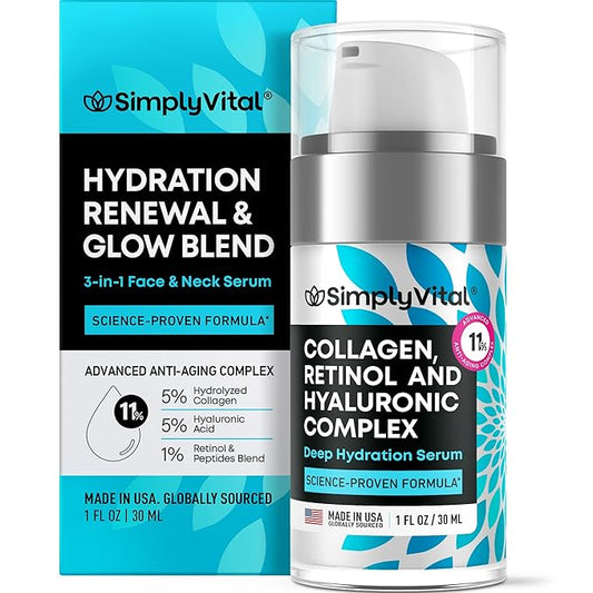 SimplyVital Moisturizer for Neck & Décolleté – With Collagen, Retinol, Peptides & Hyaluronic Acid – Anti-Aging Hydration – Made in USA – 1 fl.oz-Velvo Beauty