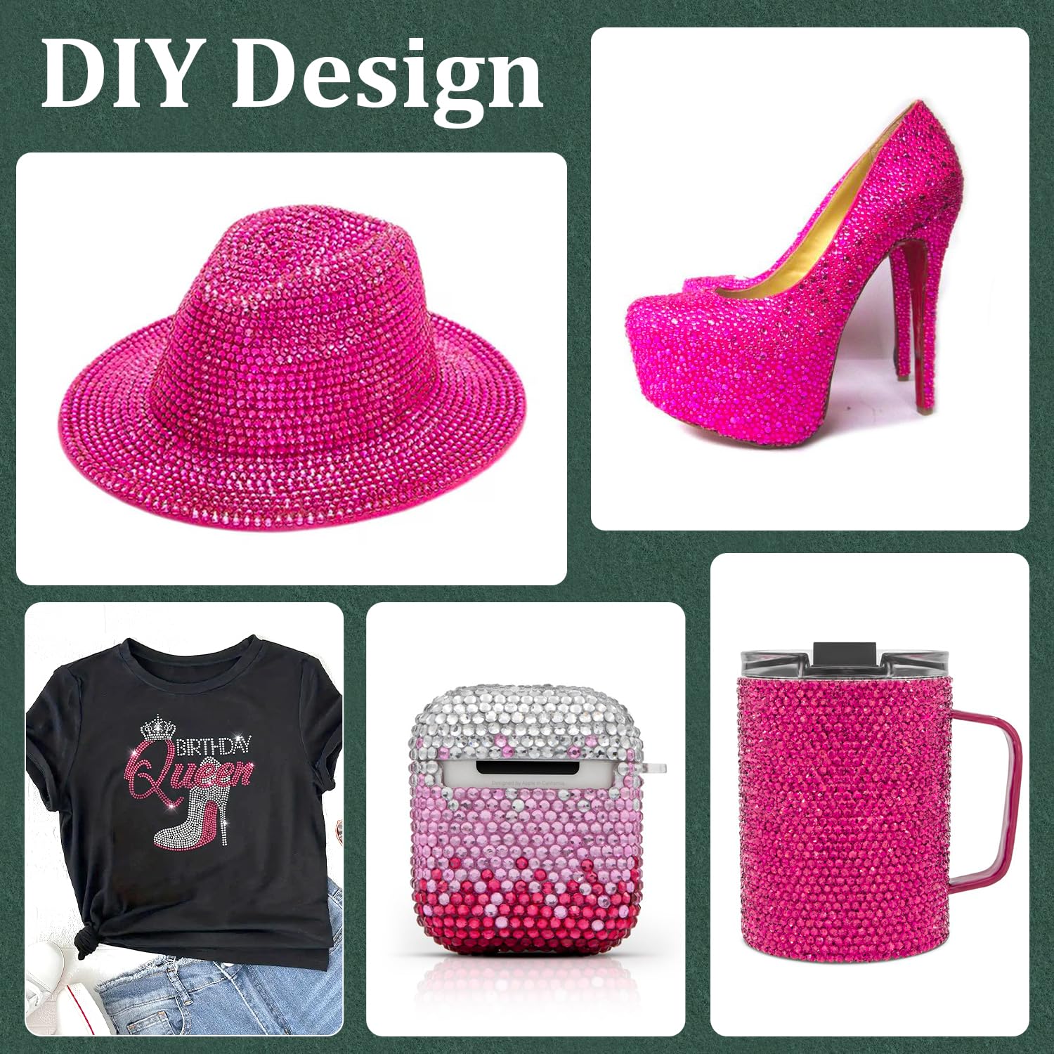 Resin Rhinestones for Crafting with B7000 Jewelry Glue, 1 Box Hot Pink Flatback Crystals with 3Pcs 10ml Glue for Bedazzling Crafts DIY Nail Art Makeup，Non Hotfix Gems for Clothing Shoes-Velvo Beauty