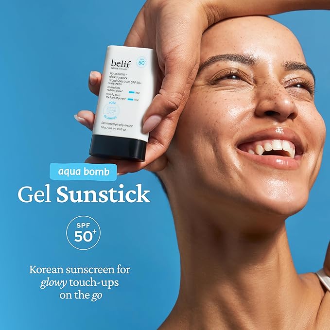 belif Aqua Bomb Niacinamide Sunscreen Stick SPF 50+ PA++++ – Korean Sunstick for Face with Hyaluronic Acid, No White Cast, Lightweight Velvet Finish, Daily UV Protection, Semi-Matte Glow, 0.63 oz-Velvo Beauty