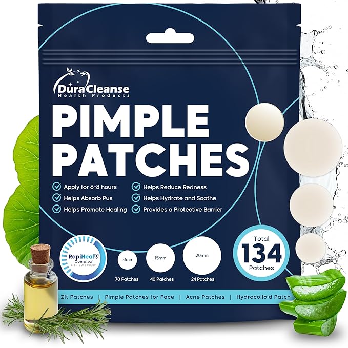 Pimple Patches for Face - 134 Count Hydrocolloid Acne Patches - Zit, Blemish, Cystic Acne Dots & Dark Spot Treatment - Invisible Clear Pimple Patch Stickers for Forehead, Chin, Nose, 3 Sizes (S, M, L)-Velvo Beauty