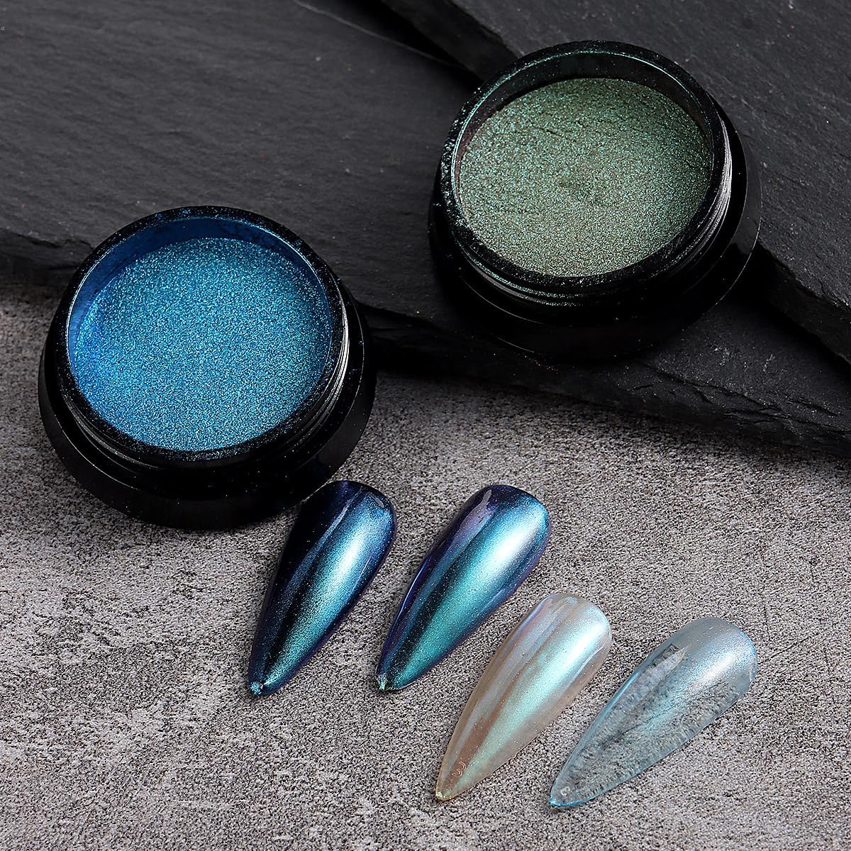 10Pcs Chrome Nail Powder Set, Holographic Unicorn Laser Nail Powder, Aurora Mermaid Iridescent Chameleon Mirror Effect Pigment Glitter Dust for Salon Home Nail Art DIY Decorations-Velvo Beauty