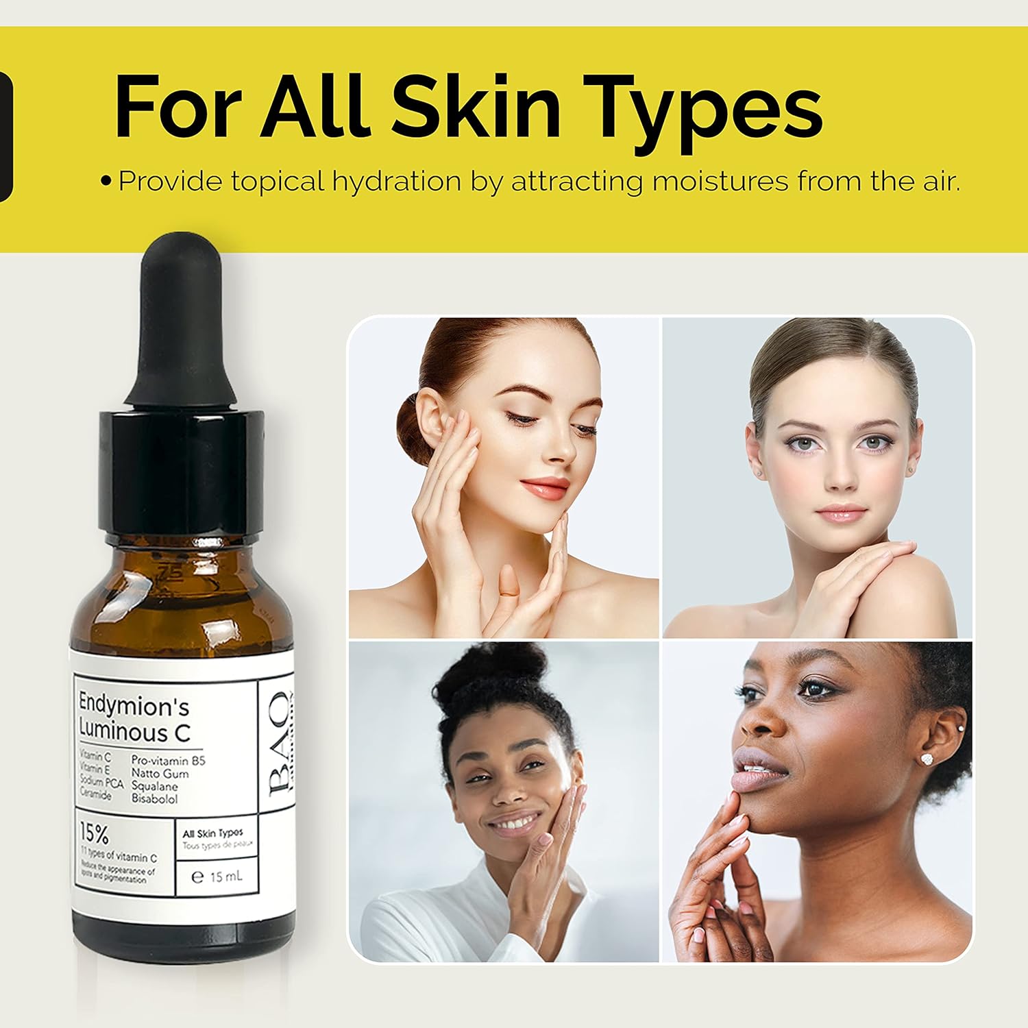 ENDYMION’S LUMINOUS C Face Serum | Bisabolol, Squalane, Vitamin C &E | Multi Vitamin Serum for Brightening, Regenerating And Refreshing Skin| For All Skin Types (15 ML)-Velvo Beauty