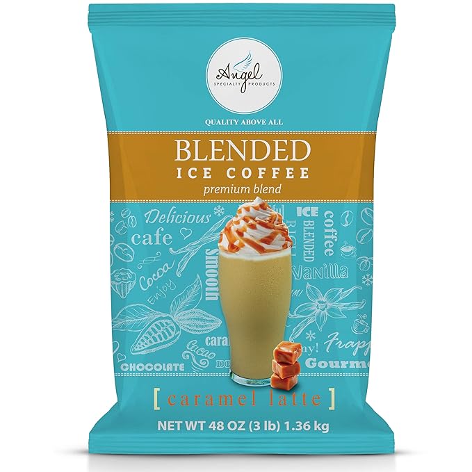 Angel Specialty Products, Blended Ice Coffee, Instant Frappe Powder Mix, 3-Pound Bag, Caramel Latte [34 Servings]-Velvo Beauty
