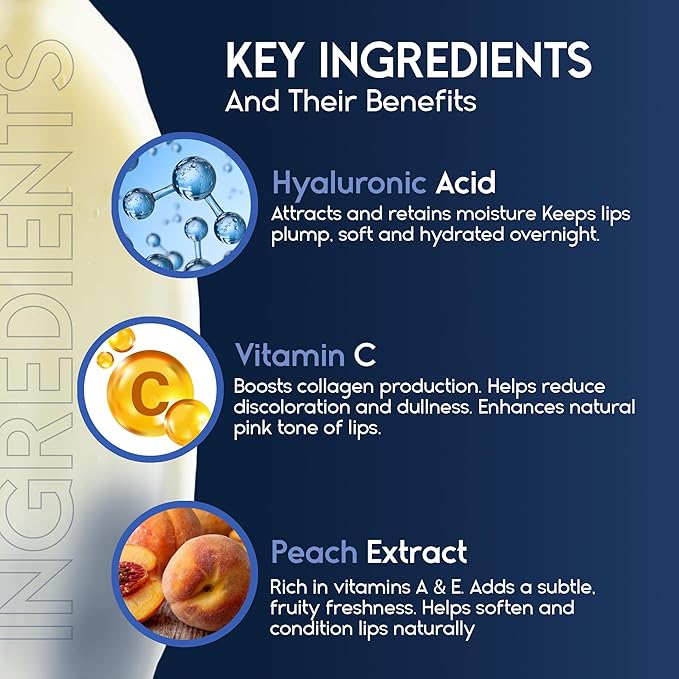 Lip Mask Overnight with Hyaluronic Acid & Collagen, Lip Sleeping Mask for Dry Cracked Lips, Moisturizing, Hydrating, Exfoliating Night Treatment for Lip Care (Berry)-Velvo Beauty