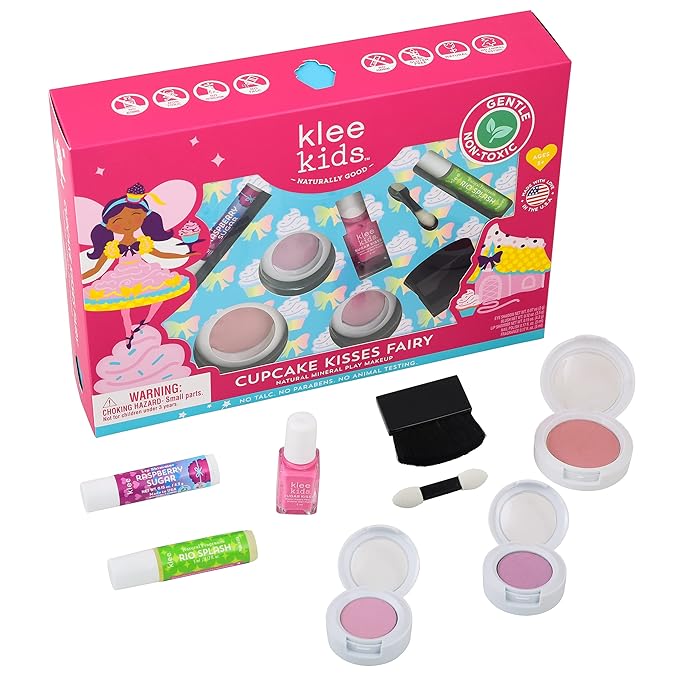 Luna Star Naturals Klee Kids Deluxe Play Makeup Kit. Gentle and Non-Toxic. Made in USA. (Cupcake Kisses Fairy)-Velvo Beauty
