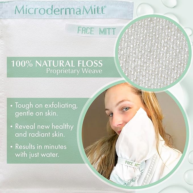 MicrodermaMitt Deep Exfoliating Mitt Scrub for Face, Lips & Neck - Dead Skin & Blackheads Remover - Gentle Facial Scrubber - Exfoliator Glove for Shower - Women Skin Care-Velvo Beauty