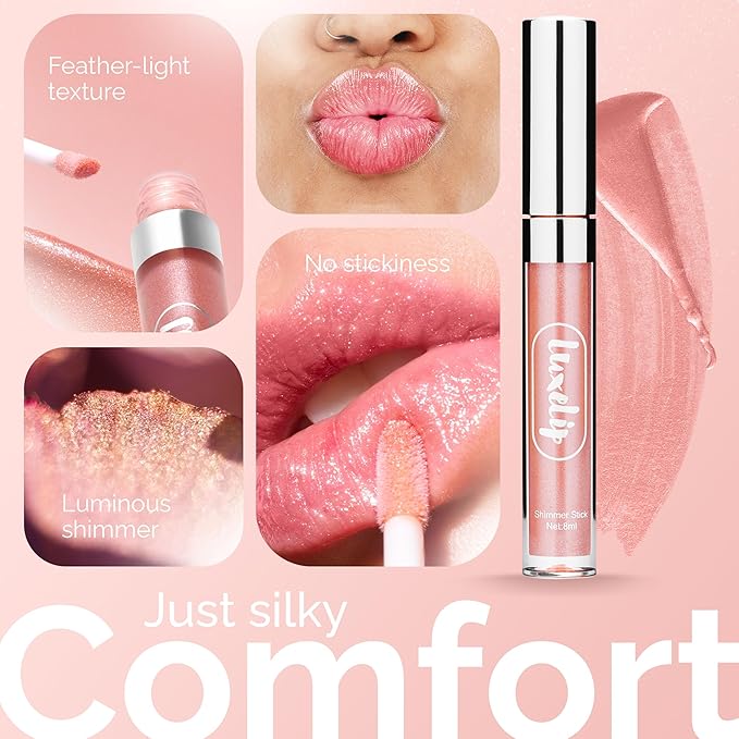 LuxeLip™ Matte Lipstick, Hydrating Non-Sticky Lip Gloss for Luminous Shine & Moisturized Lips, Lightweight, Long-Lasting Glossy Finish, Cruelty-Free Lip Makeup for Women (Luminous Pearl, 8ml)-Velvo Beauty