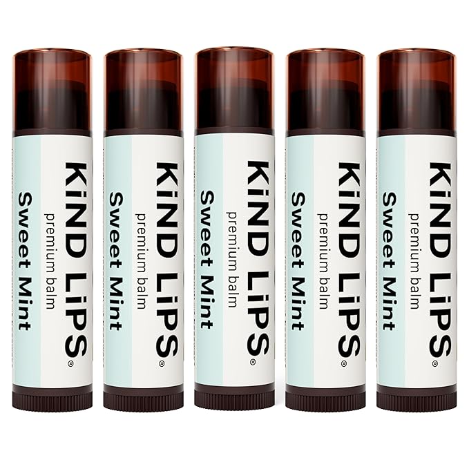 Kind Lips Lip Balm - Nourishing & Moisturizing Lip Care with Shea Butter, Beeswax & Vitamin E | Sweet Mint Flavor | 0.15 Ounce (Pack of 5)-Velvo Beauty
