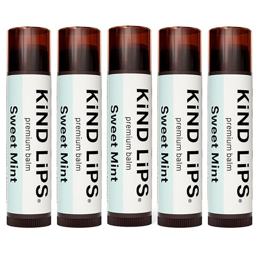 Kind Lips Lip Balm - Nourishing & Moisturizing Lip Care with Shea Butter, Beeswax & Vitamin E | Sweet Mint Flavor | 0.15 Ounce (Pack of 5)-Velvo Beauty