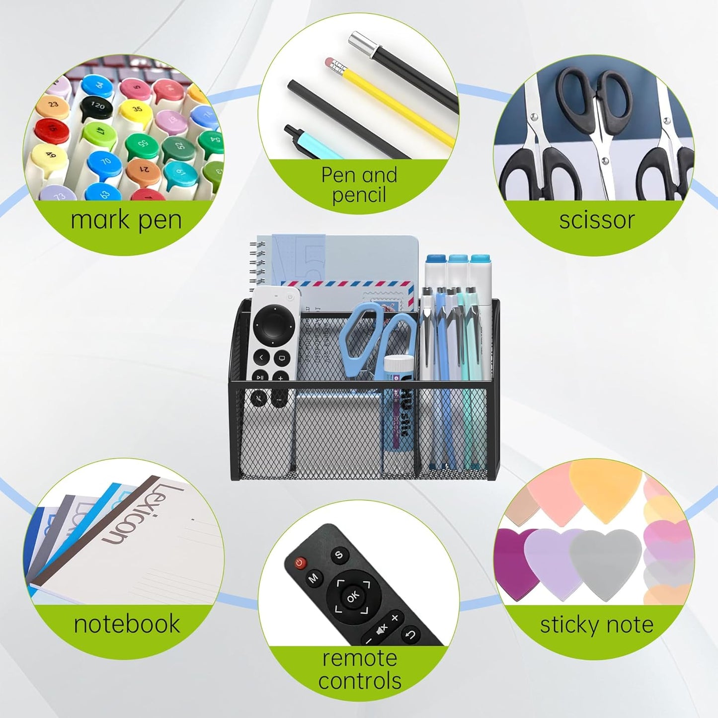 YINGHUA Strong Magnetic Pen Holder for Whiteboard and Refrigerator 3 Compartments Metal Mesh Organizer Space Saving Shelf for Office School Home and Locker - Black-Velvo Beauty