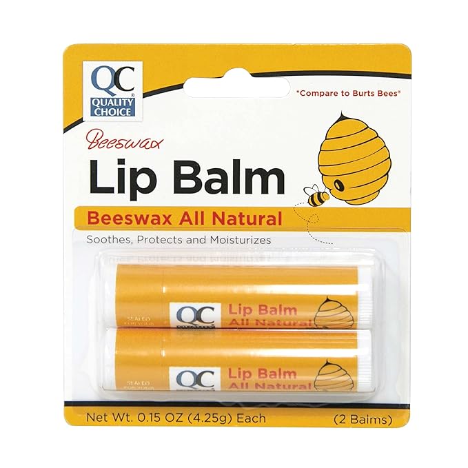 Quality Choice Beeswax Lip Balm All Natural 2 Tubes 0.15oz Each (1)-Velvo Beauty