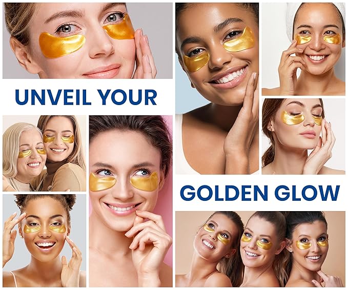 Stylia Under Eye Patches for Puffy Eyes and Dark Circles (30 Pairs) - 24k Gold Under Eye Mask with Vitamin C, Hyaluronic Acid, Pearl Extract - Eye Masks for Dark Circles and Puffiness-Velvo Beauty