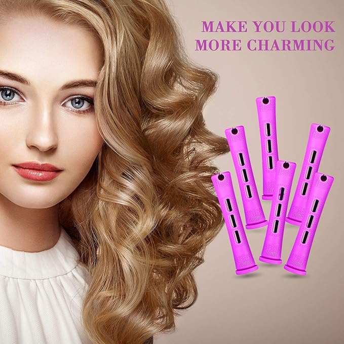 48 Pieces Hair Perm Rods Short Cold Wave Rods Plastic Perming Irons Hair Curling Rollers Curlers with Steel Pintail Comb Rat Tail Comb for Hairdressing Styling Supplies(0.75 Inch,Purple)-Velvo Beauty