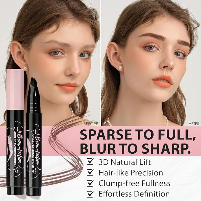 Eyebrow Pencils for Women, Liquid Microblading Eyebrow Pen with Square Angled Brush & Ultra-Fine Precision Tip – Natural Hair-Like Strokes, 24hrs Long-Lasting, Waterproof, Easy to Use (Tawny Brown)-Velvo Beauty