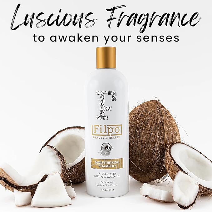 FILPO Coconut Milk Moisturizing Shampoo - Sulfate Free with Coconut Oil and Argan Oil, Clarifying for Natural and Curly Hair Care-Velvo Beauty