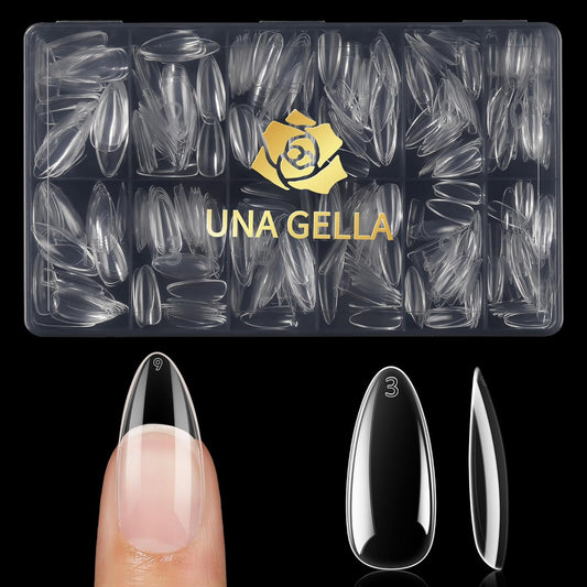 UNA GELLA Almond False Nails, 504pcs Soft Gel Tips, Clear, Medium, 12 Sizes, for Nail/Dip/Poly Extensions, Press On Nails-Velvo Beauty