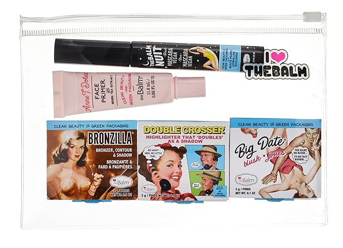 Clean and Green by the Balm for Women - 5Pc 0.1ozBig Date Blush, 0.1oz Bronzilla Bronzer, 0.1oz Double Crosser Wow Highlighter, 0.27oz Nuit Mascara in Extra Black, 0.39Anne T. Dotes Primer-Velvo Beauty