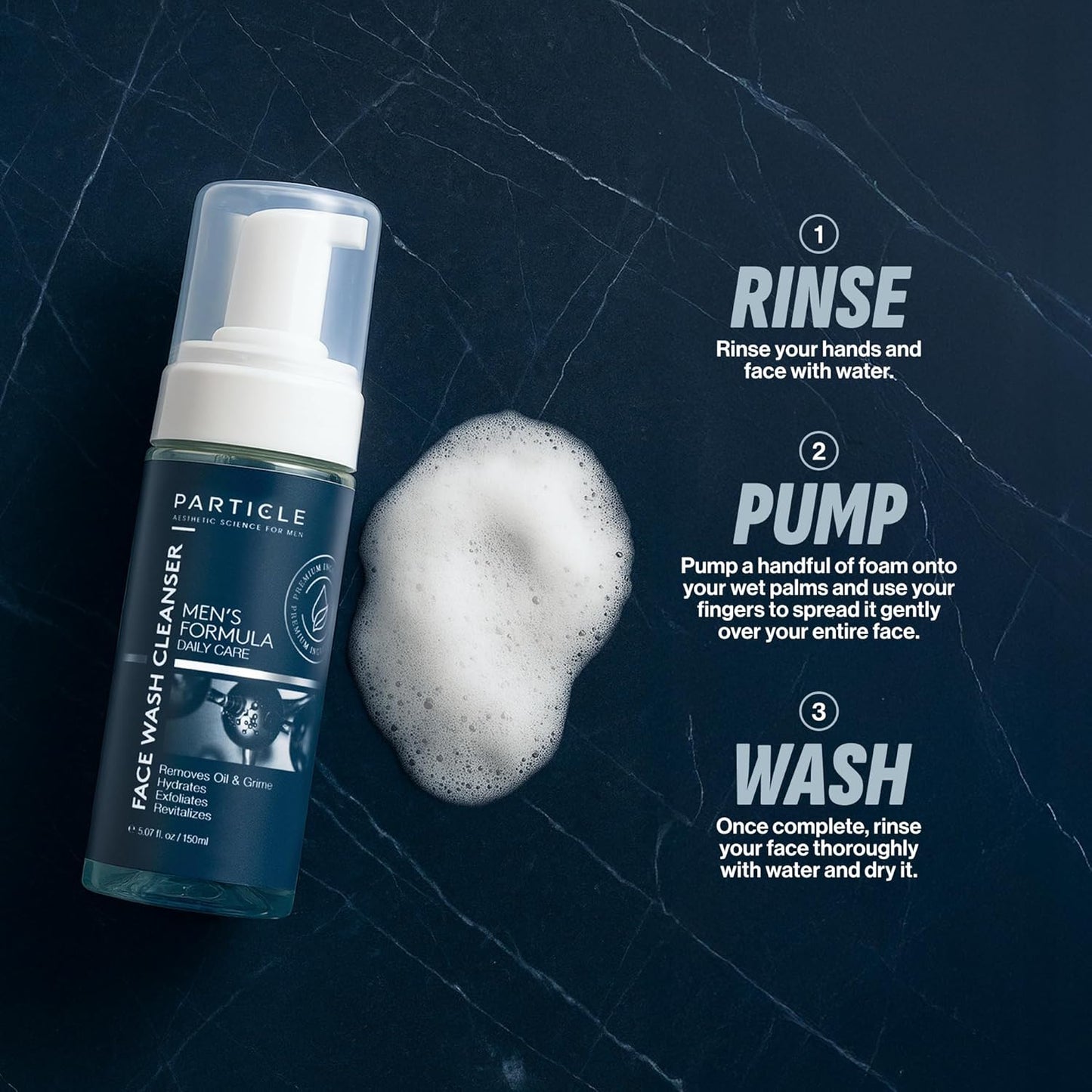 Particle Mens Face Wash - Anti Aging Face Cleanser for Men (5.07 Oz) - Daily Moisturizing Face Wash for Men - Revitalizes, Hydrates & Soothes, All Skin Types & All Ages-Velvo Beauty