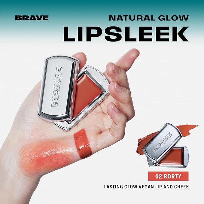 BRAYE Lipsleek Lip Balm, Monochromatic Cream Blush 2-in-1 Face Makeup, Hydrating & Mood Buildable, Vegan + Cruelty-Free Glow for Cheeks l 02 Rorty-Velvo Beauty
